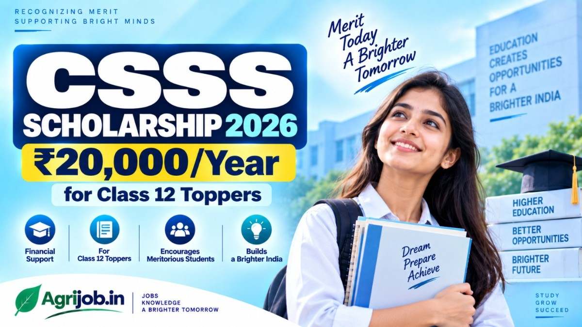 CSSS Scholarship 2026 – Rs.20,000Year for Class 12 Toppers