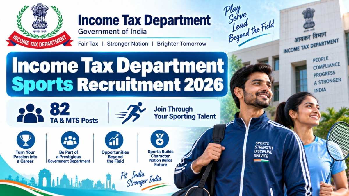 Income Tax Department Sports Recruitment 2026 – 82 TA & MTS Posts