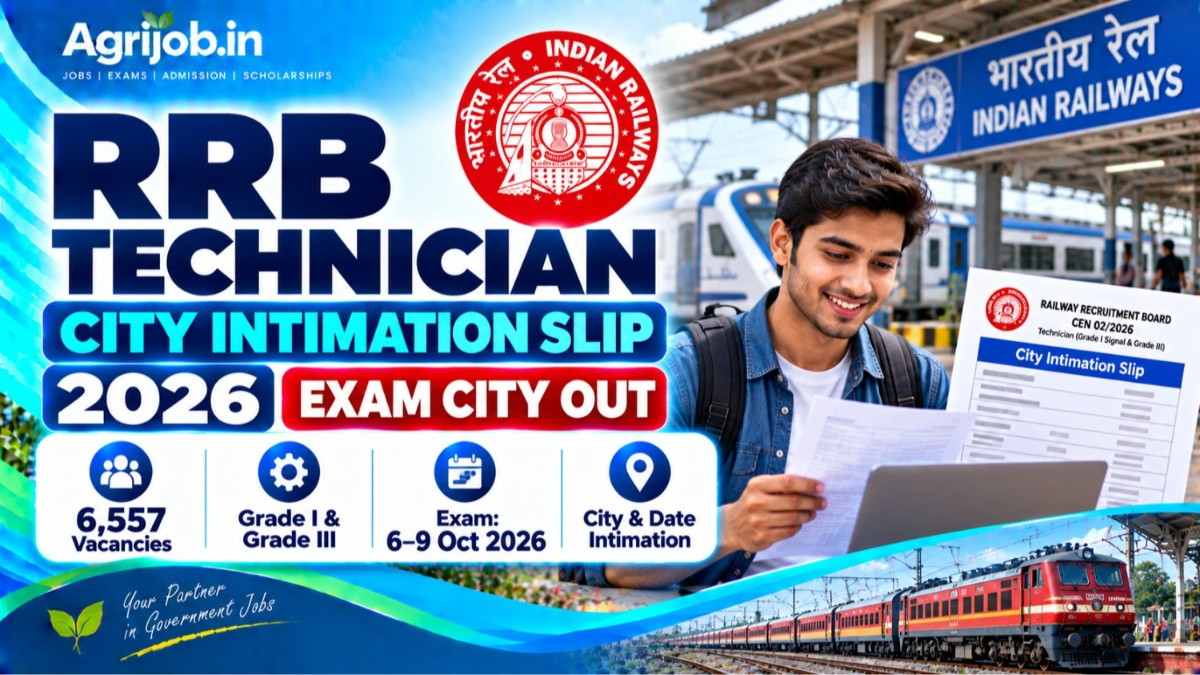 RRB Technician City Intimation Slip 2026