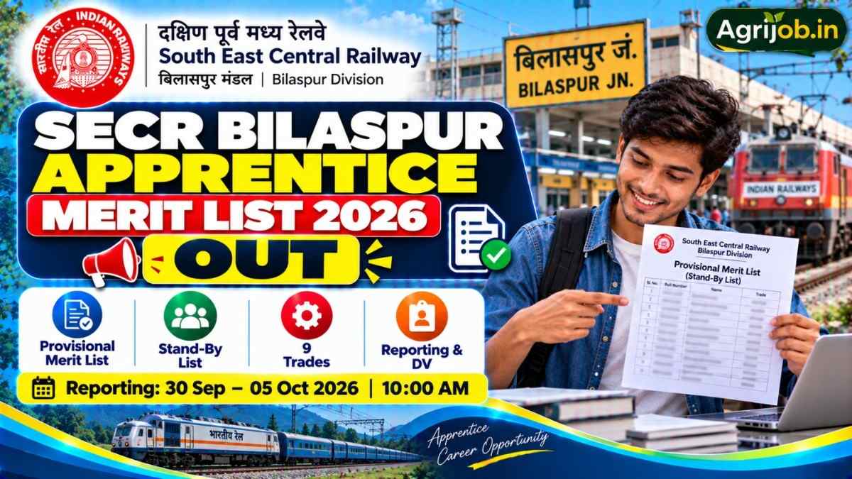 SECR Bilaspur Apprentice Merit List 2026