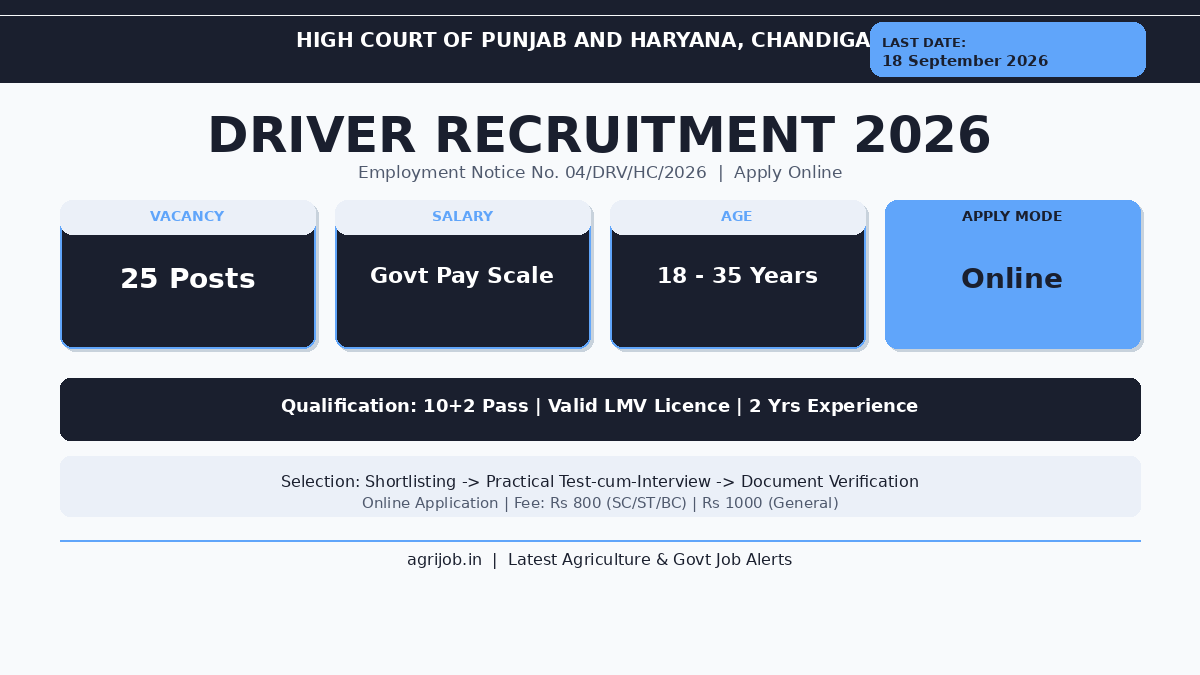 High Court Driver Recruitment 2026 Vacancy Overview Infographic – agrijob.in