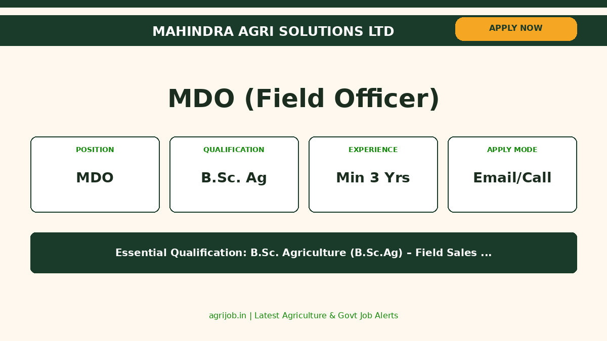 Mahindra MDO Recruitment 2026 Vacancy Overview Infographic – agrijob.in