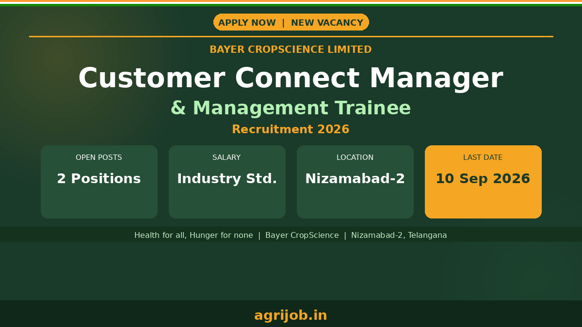 Bayer CropScience Recruitment 2026 Notification Banner – agrijob.in