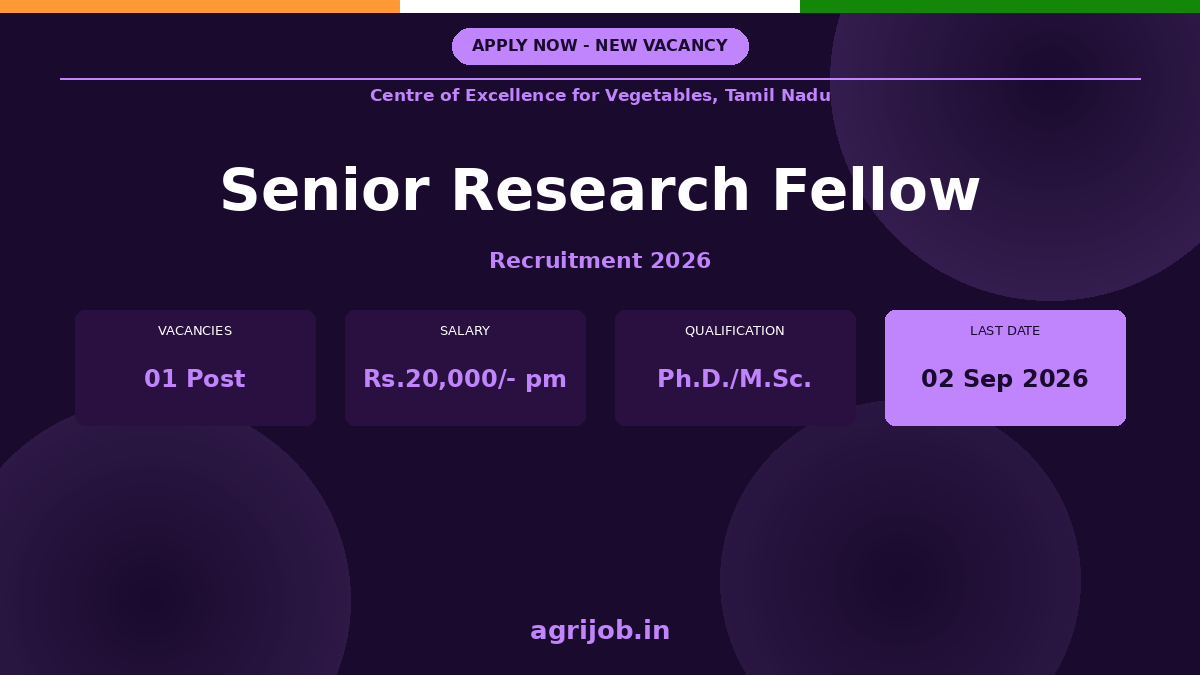 CEV SRF Recruitment 2026 Notification Banner - agrijob.in