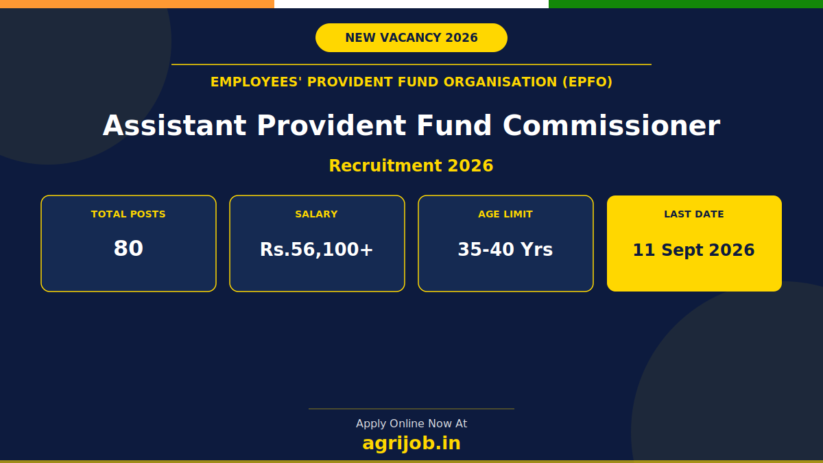 EPFO APFC Recruitment 2026 Notification Banner - agrijob.in