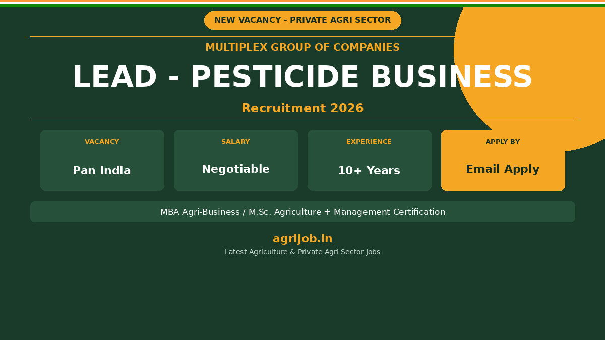 Multiplex Pesticide Business Lead Recruitment 2026 Notification Banner - agrijob.in