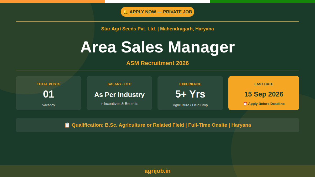 Staragriseeds Area Sales Manager Recruitment 2026 Notification Banner – agrijob.in