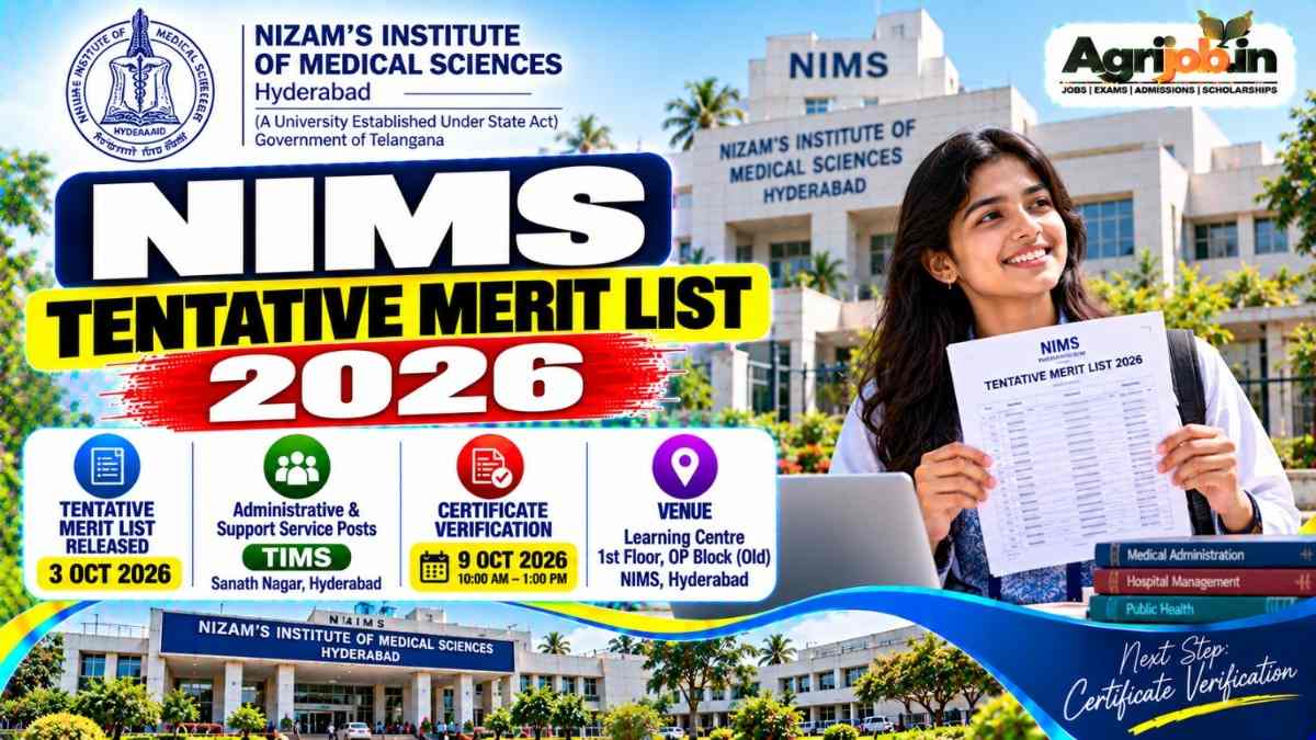 NIMS Tentative Merit List 2026