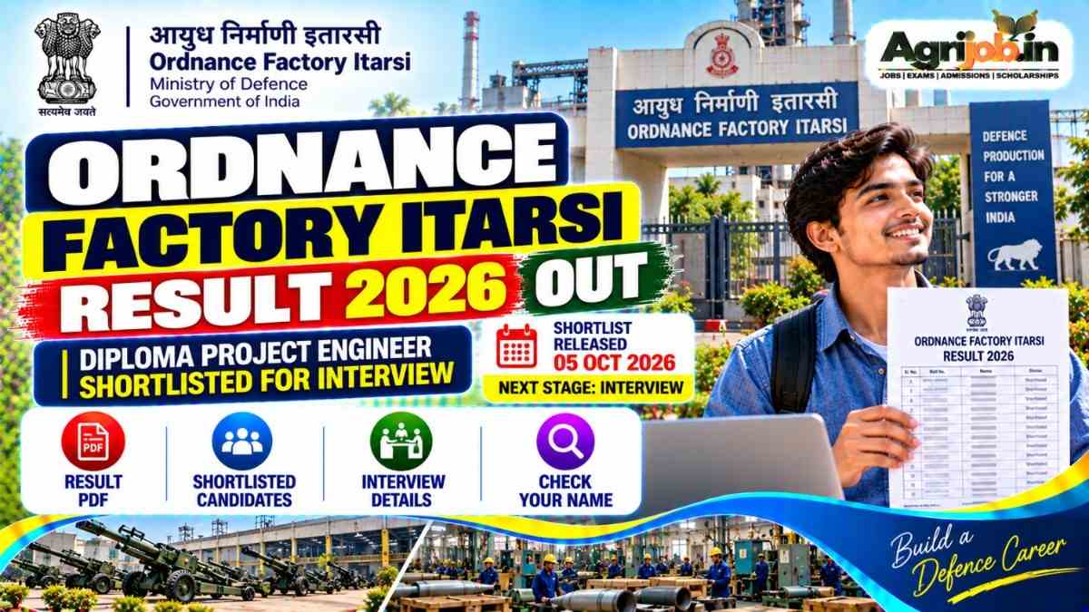 Ordnance Factory Itarsi Result 2026 Out