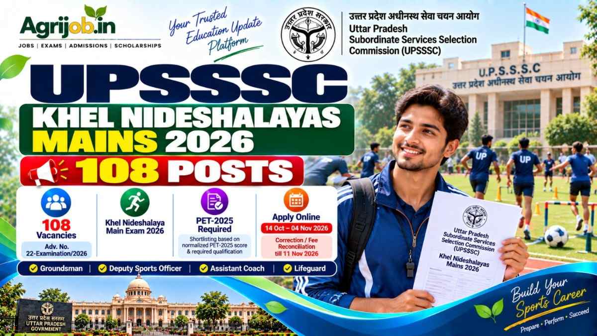 UPSSSC Khel Nideshalayas Mains 2026 – 108 Posts